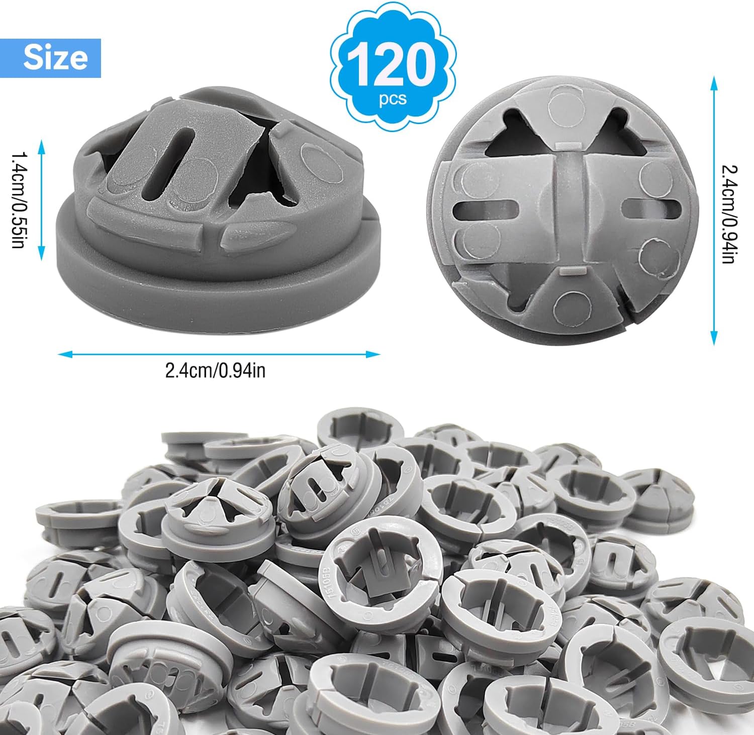 120 Pcs 3/8-1/2 Inch Electrical Box Cable Connectors, Non-Metallic Button Push in Wire Connectors, Electrical Conduit Fittings Junction Box Connector Gray, Fits for 1/2 Inch Knockouts - Image 2