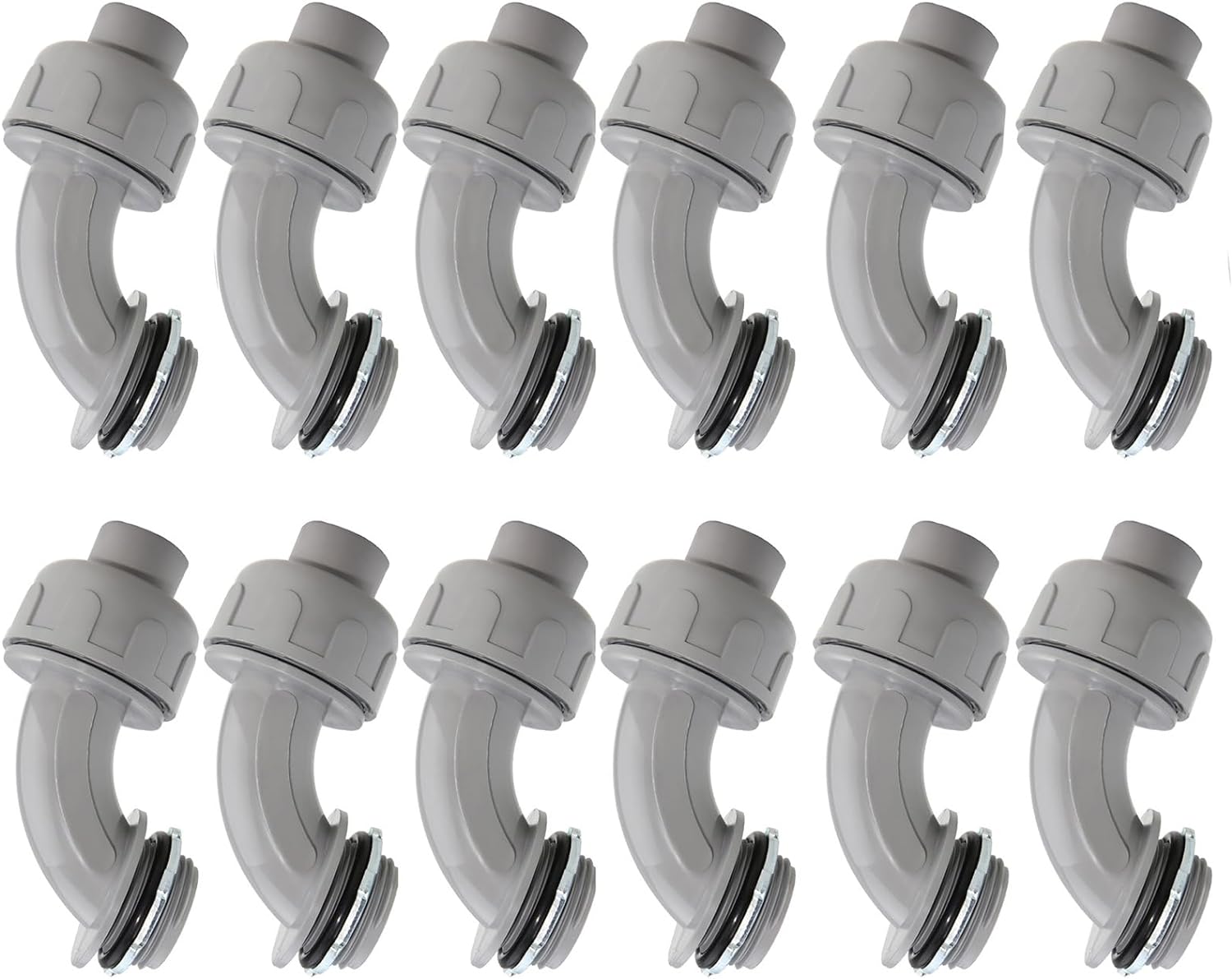 1/2 Inch Flexible Conduit Liquid Tight Connector Nonmetallic Liquid Tight 90° Conduit PVC Flexible Electrical Conduit Fittings 12PACK