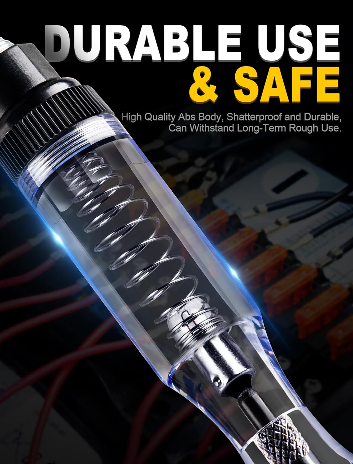 Test Light Automotive, 6V-12V-24V Circuit Tester with Light for Continuity Voltage Electrical Fuse Tester, Car Electric Tester Pen ABS Handle with Sharp Probe&Alligator Clip for Sedan, SUV, RV, Truck - Image 4