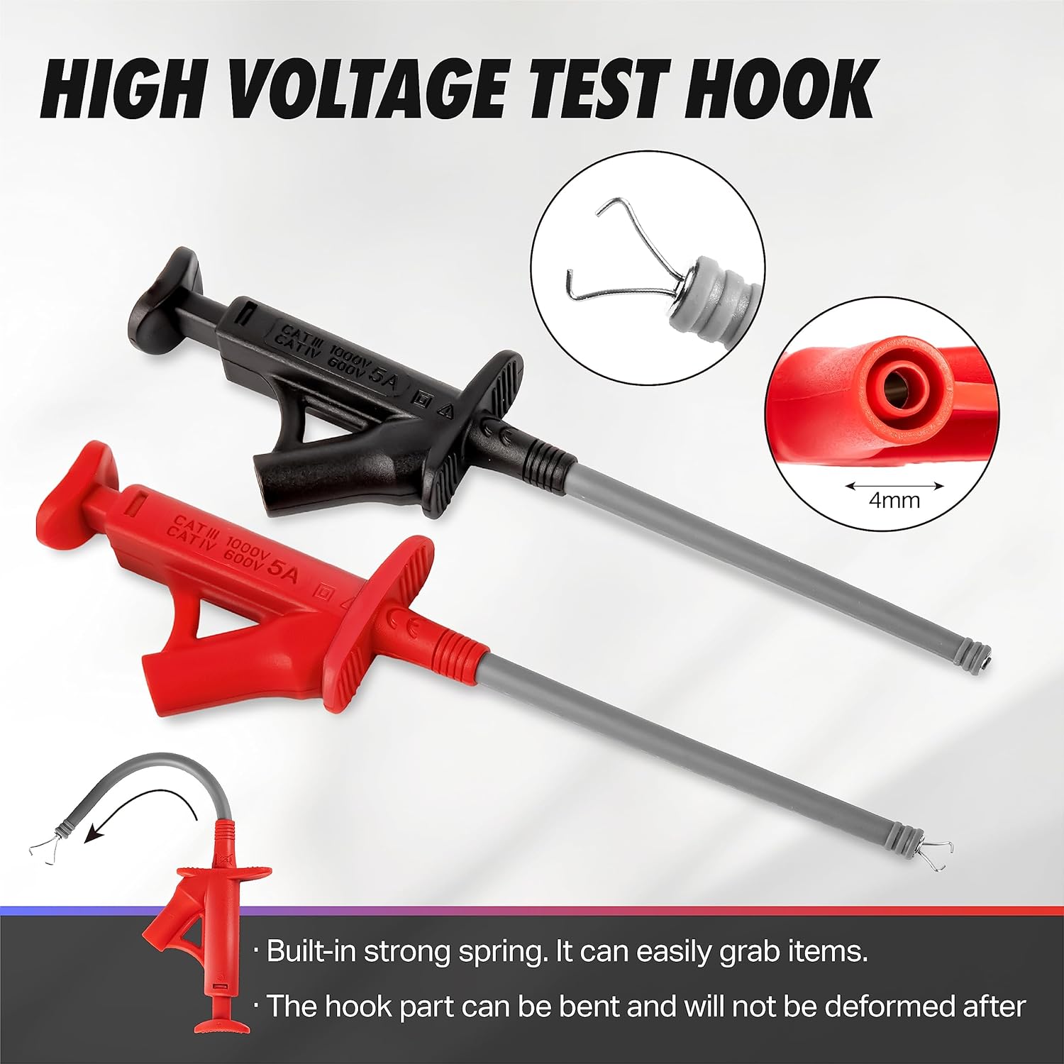 PowerBear 29PCS Multimeter Test Leads Kit with Replaceable Wire Piercing Test Probes, Alligator Clips, Test Hook Clips, Test Tweezer for Digital Clamp Meter Multimeter - Image 4