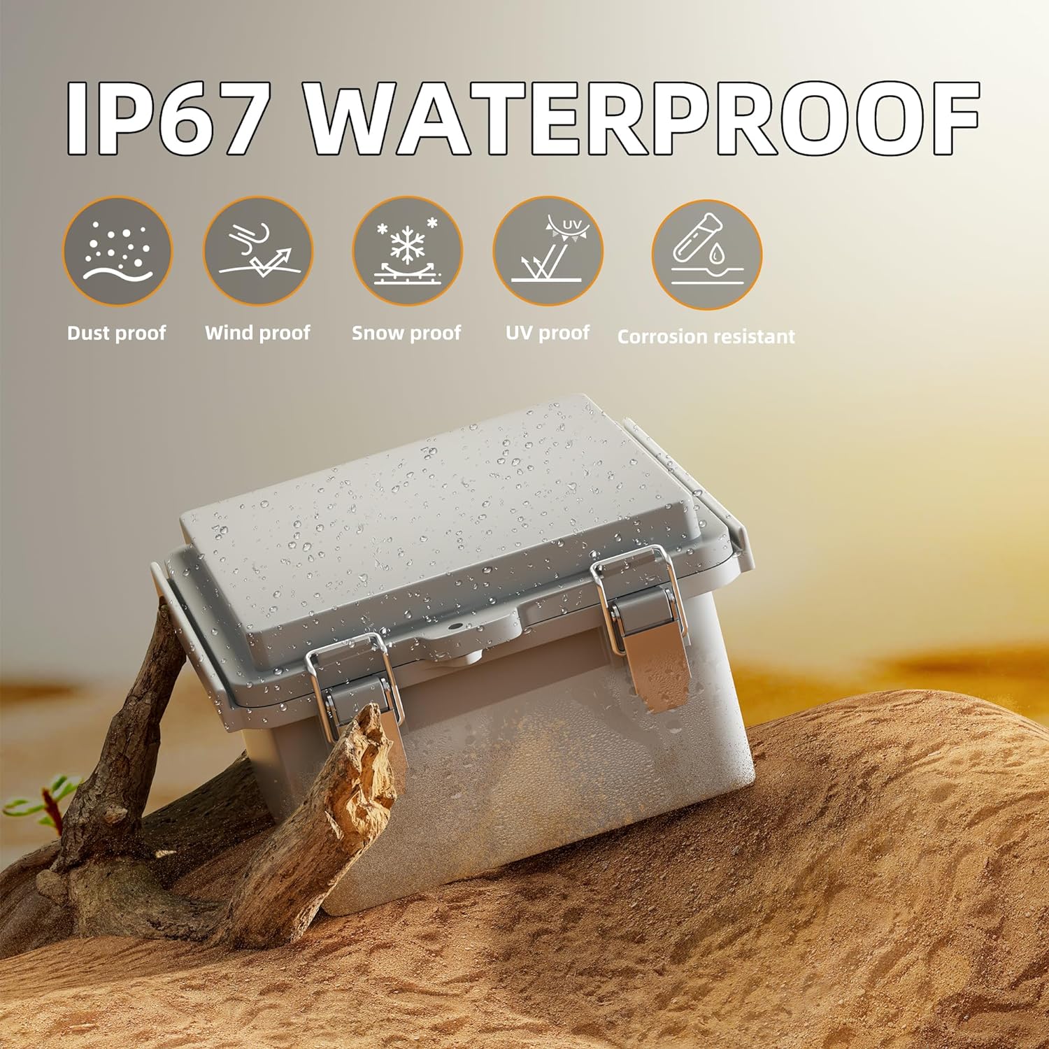 Joinfworld Outdoor Electrical Box Waterproof IP67 6X6 Plastic Project Box Enclosure Weatherproof for WiFi Electronics Solar Network Marine Outside with Stainless Steel Hinged - Image 2