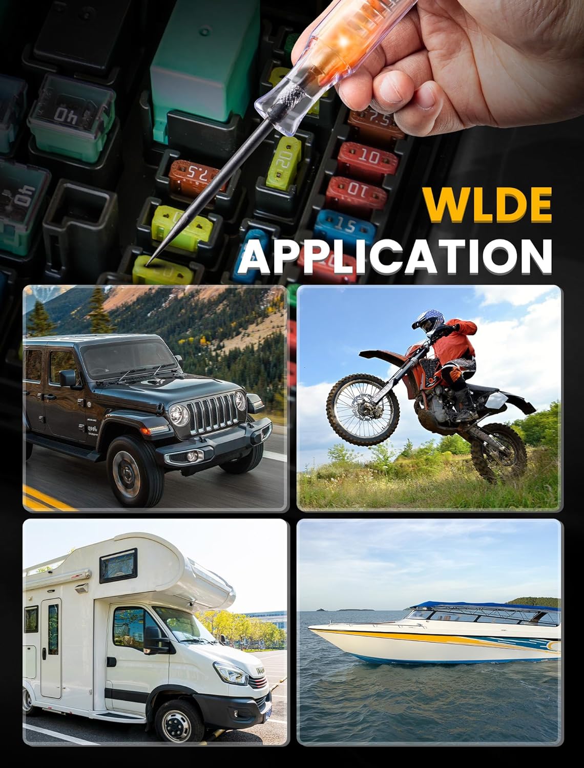 Test Light Automotive, 6V-12V-24V Circuit Tester with Light for Continuity Voltage Electrical Fuse Tester, Car Electric Tester Pen ABS Handle with Sharp Probe&Alligator Clip for Sedan, SUV, RV, Truck - Image 7