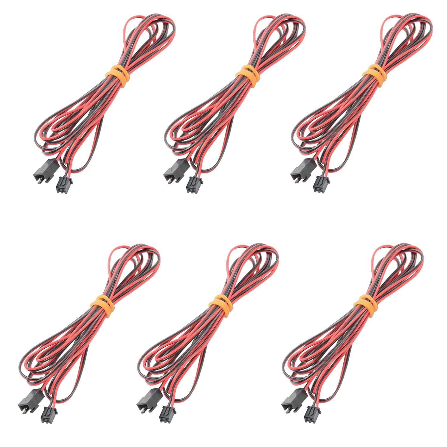 6Pcs 2M/6.56ft 3D Printer Parts Cooling Fan Extension Cable Wire 2pin Xh2.54 Connection Line Male Female