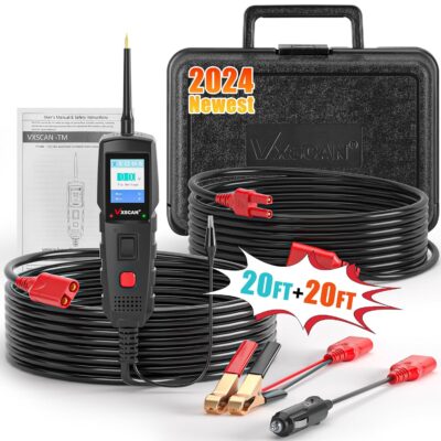 Power Circuit Probe Kit, 12V 24V Automotive Circuit Tester Electrical System Diagnosis, AC DC Digital Voltage Test Short Finder, Multimeter Relay/Diode Resistance Tool Component Test, 20ft+20ft Cable