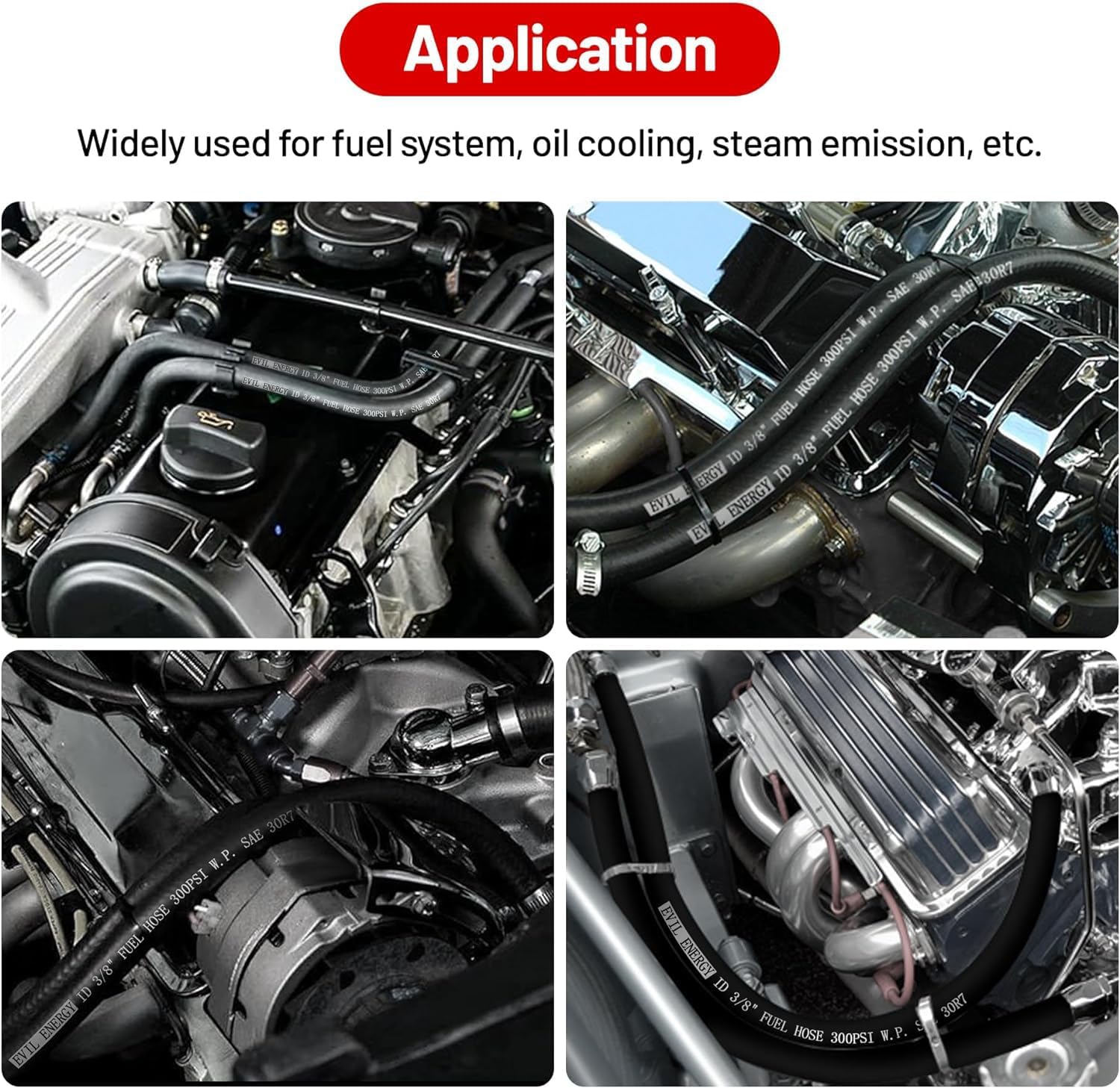 EVIL ENERGY 3/8 Fuel Hose Line Push Lock NBR Rubber SAE 30R7 10FT 300PSI - Image 6