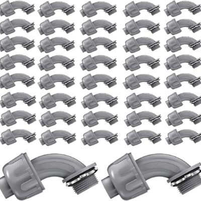 Liquid Tight Connector 3/4 Inch 90 Degree Non Metallic Flex Electrical Conduit Fittings, Electrical Conduit Connector Fitting for PVC Pipe Cable Home Kitchen (25 Pcs)
