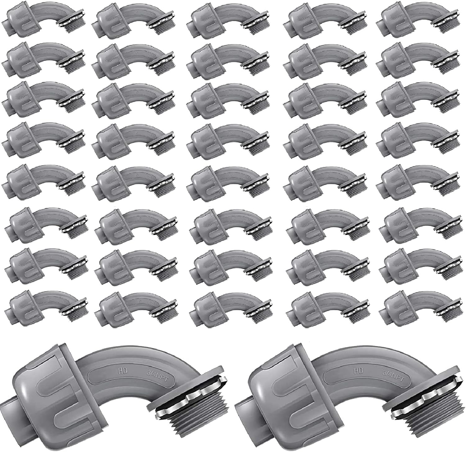 Liquid Tight Connector 3/4 Inch 90 Degree Non Metallic Flex Electrical Conduit Fittings, Electrical Conduit Connector Fitting for PVC Pipe Cable Home Kitchen (25 Pcs)