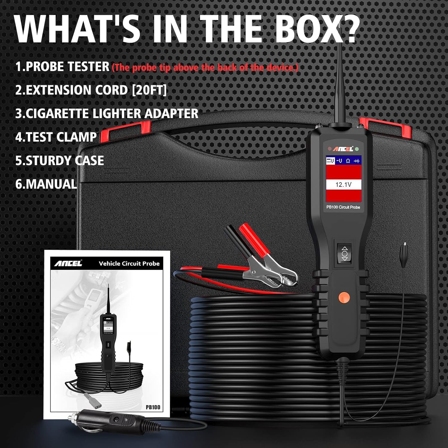 ANCEL PB100 Automotive Power Circuit Probe Tester, 12V 24V Car Test Light Electrical Diagnostic Tool Master Kit AC DC Digital Voltage Short Finder, Relay Fuse Tester Trailer 3 System Thermometer 4 - Image 5