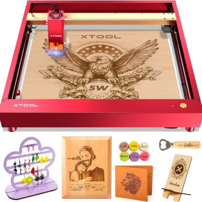 xTool D1 Pro Laser Engraver, 5W Output Power Laser Engraver and Cutter Machine for Beginners, Higher Accuracy Laser Cutter for wood, Leather, Acrylic, Glass etc