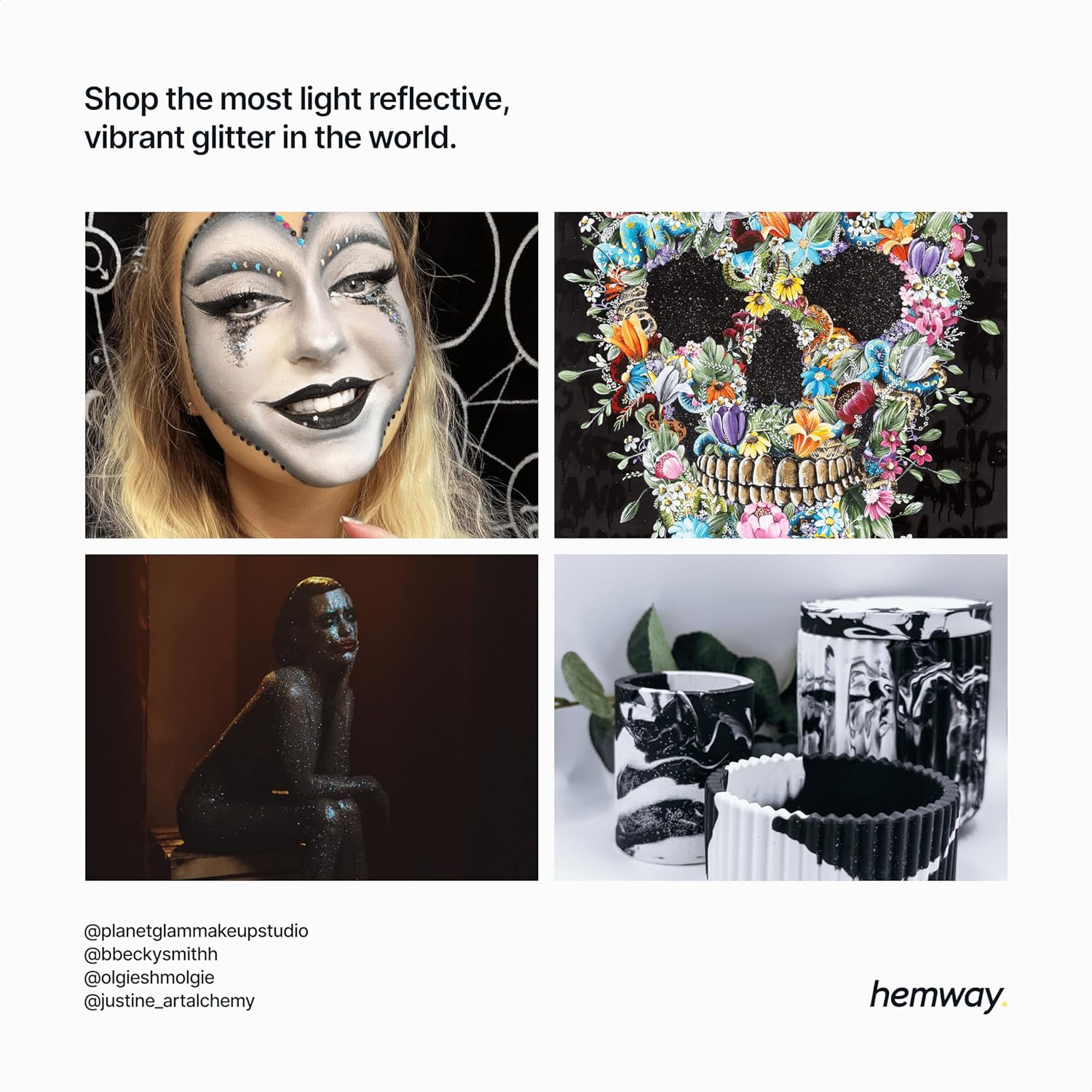 Hemway Polyurethane & Epoxy Resin Glitter 100g / 3.5oz Metallic Crystal Flake Additive for Flooring Jewelry Tumblers Glass Pigment - Extra Chunky (1/24" 0.040" 1mm) - Black Holographic - Image 6