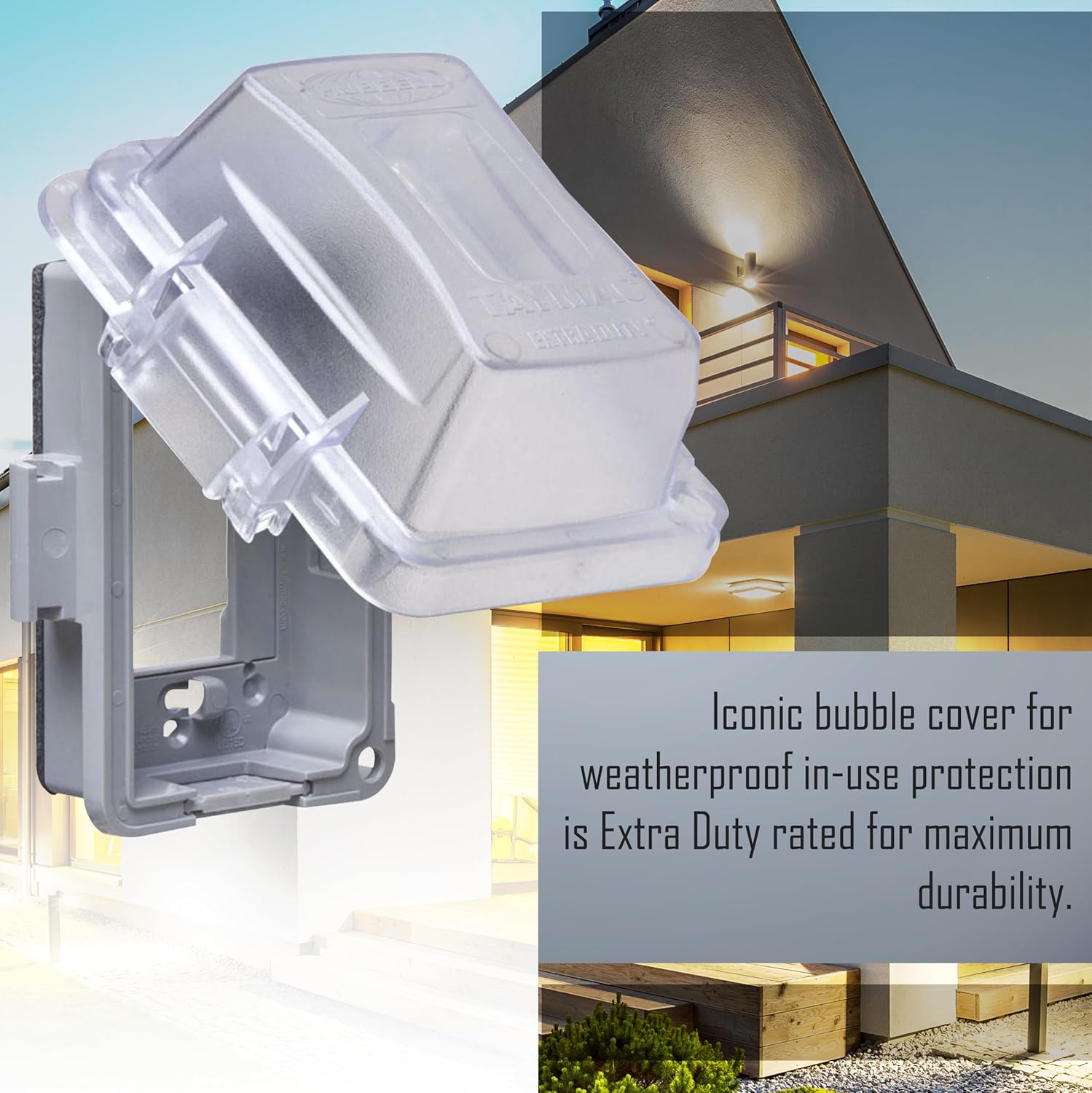 TAYMAC MKG420CS Nonmetallic Extra Duty Complete in-Use Cover 15 Amp WRTR Self Test GFCI Kit, 1-Gang, Clear/Gray - Image 7