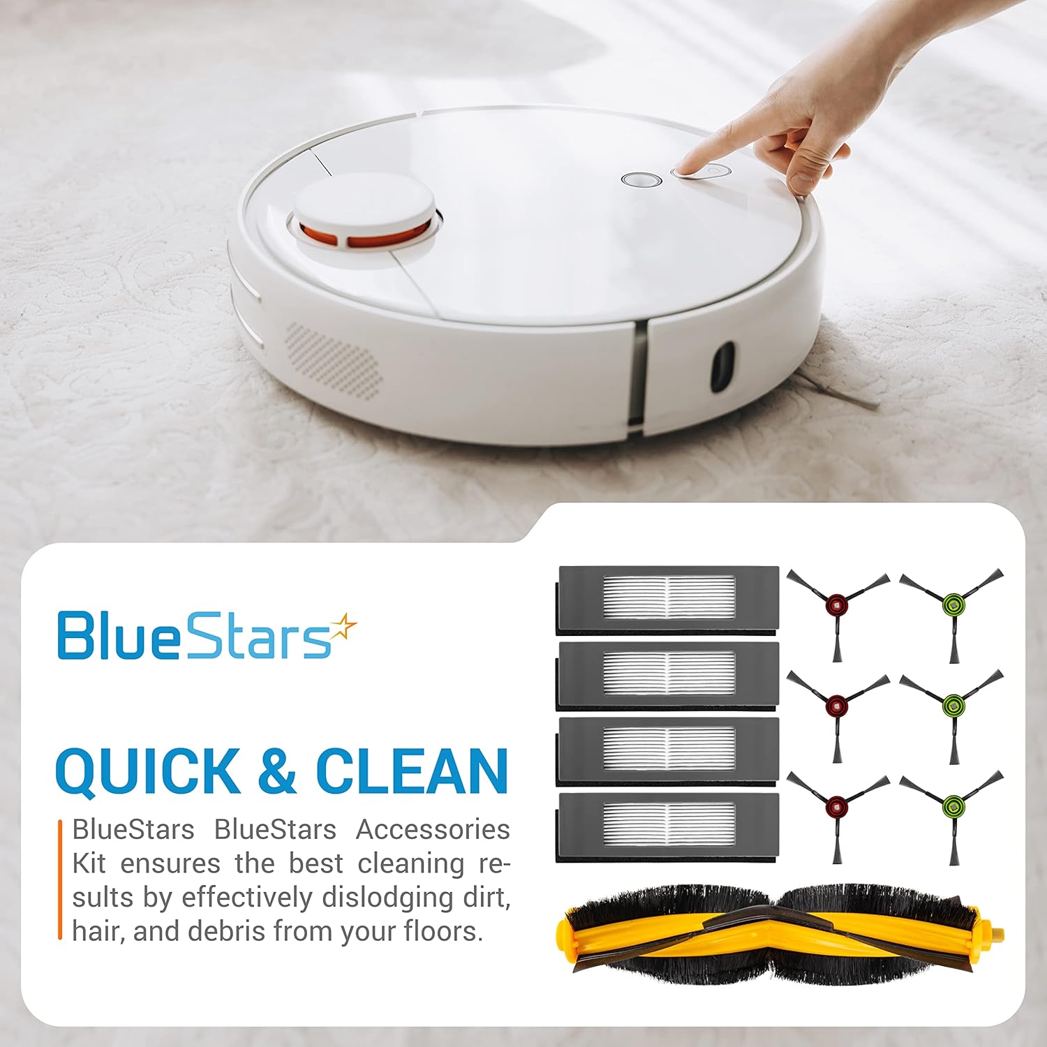 BlueStars Ultra-Durable Robot Vacuum Accessories Kit Replacement Compatible with Ecovacs Deebot OZMO 920, 950, T5, T8 T8 AIVI, T9, N8 N8+ N8 Pro Plus, X1 X1 Turbo X1 Plus, T10 Plus Robot Vacuums - Image 2