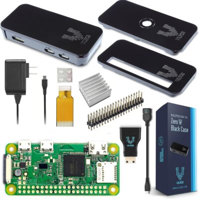 Raspberry Pi Zero W Basic Starter Kit- Black Case Edition-includes Pi Zero W -Power Supply & Premium Black Case