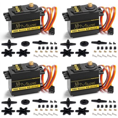 Miuzei MG996R 55g Metal Gear Torque Digital Servo Motor for RC Helicopter Car Boat Robot (4 Pack)