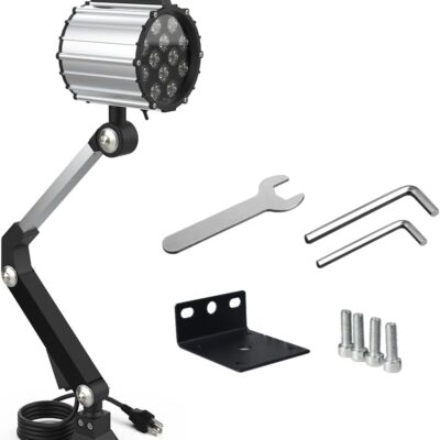 Led Waterproof Machine Work Light, Multipurpose Adjustable Angle Aluminum Alloy Long Arm for Lathe CNC Milling Drill Press and Workbench, AC 110~240V with US Plug