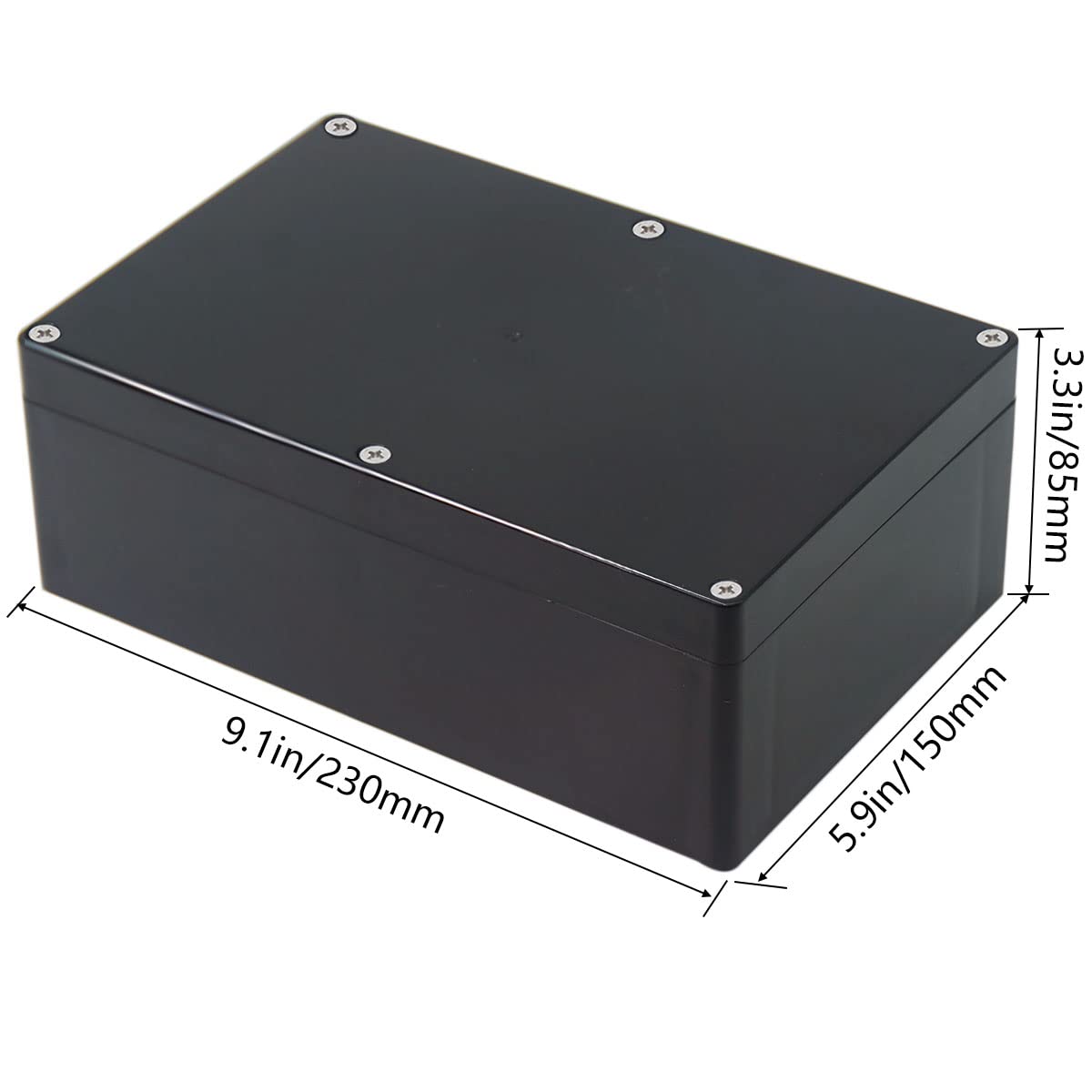 Junction Box, Zulkit Project Box IP65 Waterproof Dustproof ABS Plastic Electrical Boxes Electronic Enclosure Black 9.1 x 5.9 x 3.4 inch(230 x 150 x 85 mm)(Pack of 1) - Image 2