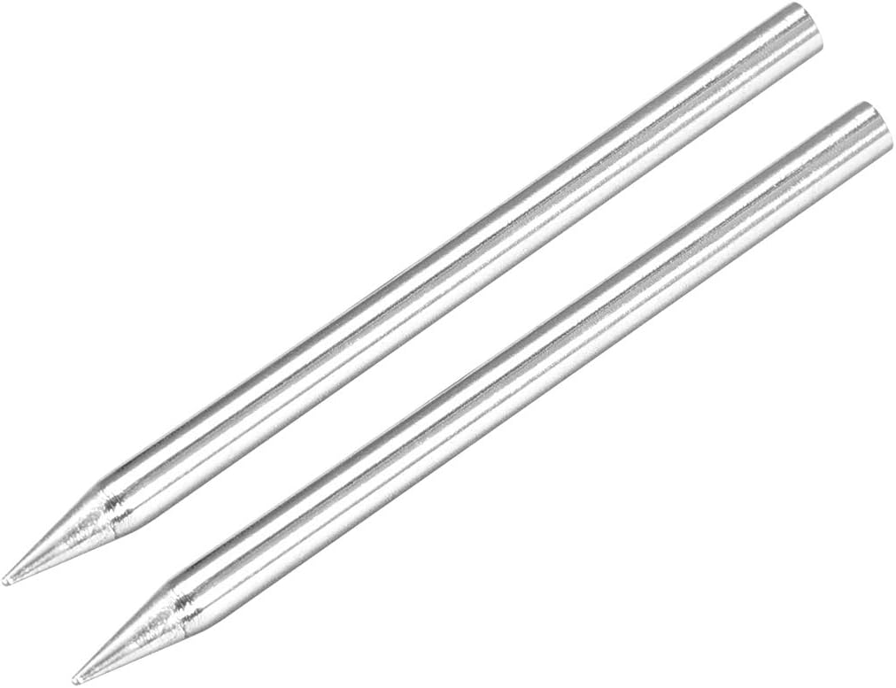uxcell 3.4x67mm Lead-free Soldering Iron Tip Replacement Solder Conical Tip Welding Equipment for Soldering Silver 30W 2pcs