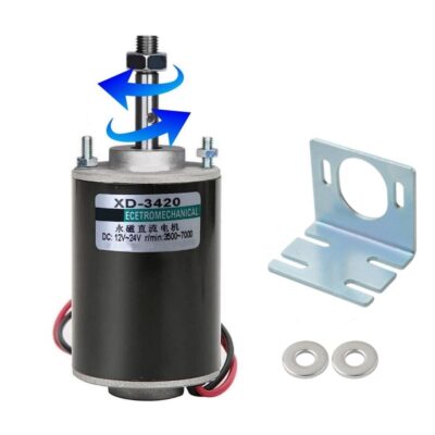 High Torque DC Motor 12v / 24v 3500/7000RPM Permanent Magnet Motor Mini DC Motor DIY Generator Motor 30W CW/CCW (Threaded Shaft)(with Bracket)