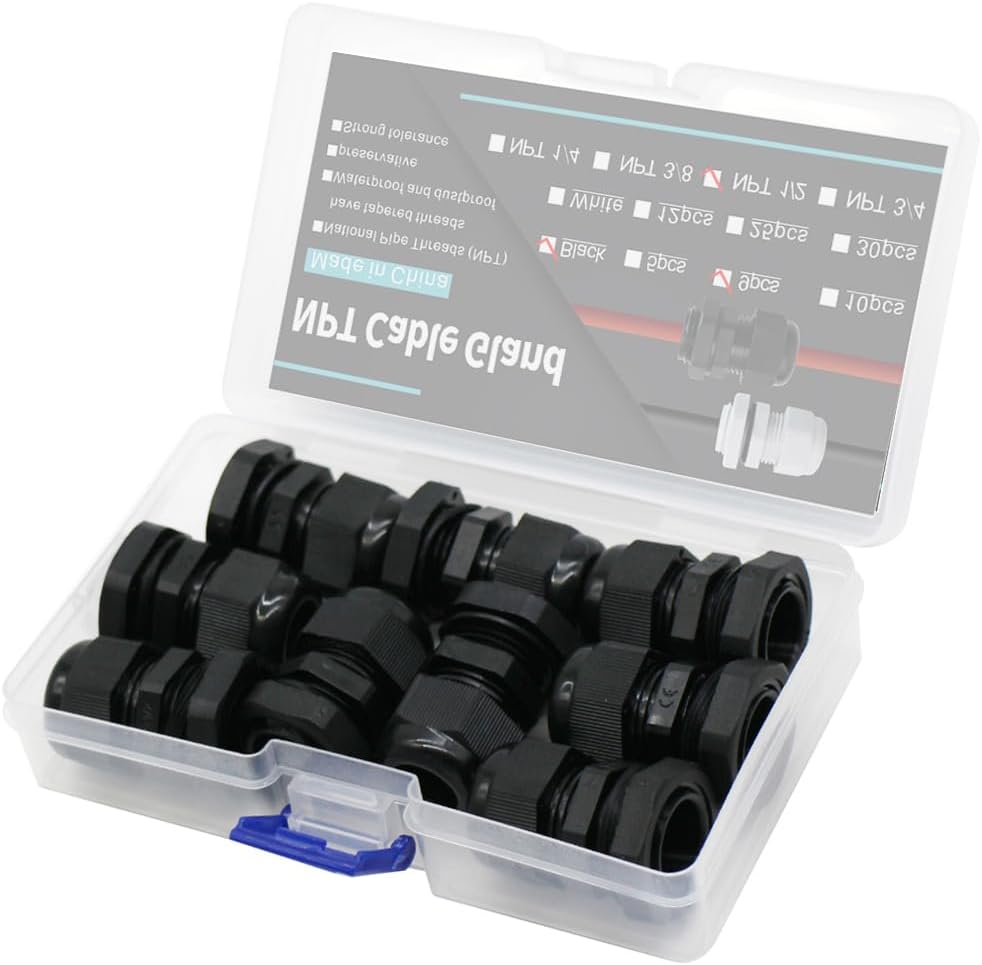 Cable Gland Electrical Conduit Fittings, NPT 1/2" Liquid Tight Connector 9PCS, Excellent Anti Pull Protection For Wires, Widely Used For Wire Splicing And Cable Fixation - Image 2