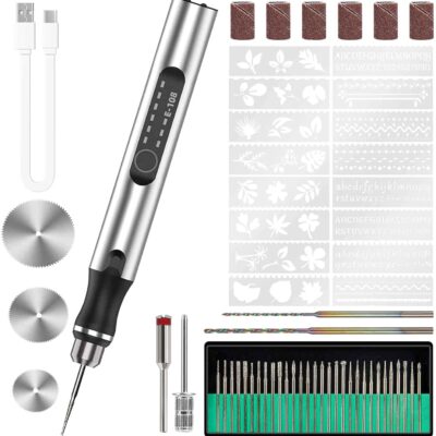 Defabee Engraving Pen with 34Bits, Portable Engraving Pen Electric Cordless Rotary Tools, Professional Engraver Tool for Metal to Wooden, Glass, Jewlry
