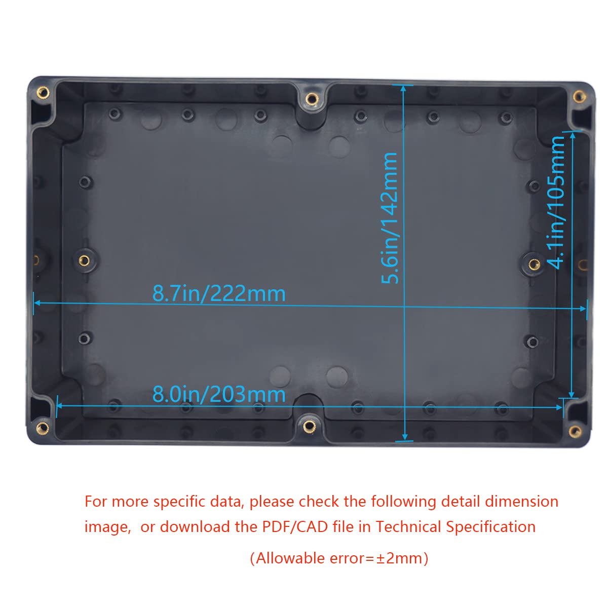 Junction Box, Zulkit Project Box IP65 Waterproof Dustproof ABS Plastic Electrical Boxes Electronic Enclosure Black 9.1 x 5.9 x 3.4 inch(230 x 150 x 85 mm)(Pack of 1) - Image 5