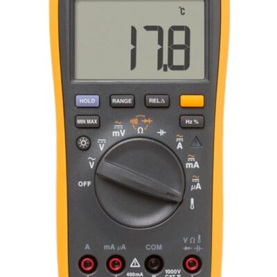 Fluke 17B+ Digital Multimeter, for Electrical Applications, Measures AC/DC Voltage 100V, Current Measurements to 10A, Resistance, Continuity, Diode, Capacitance, Frequency, and Temperature Testing