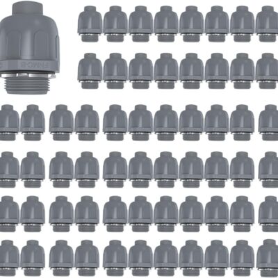 60 Pcs 1/2 Inch Liquid Tight Connector PVC Electrical Conduit Fittings Non-Metallic Connector 180 Degree Flexible Conduit Connector for Home Bathroom Kitchen Pipe, Gray