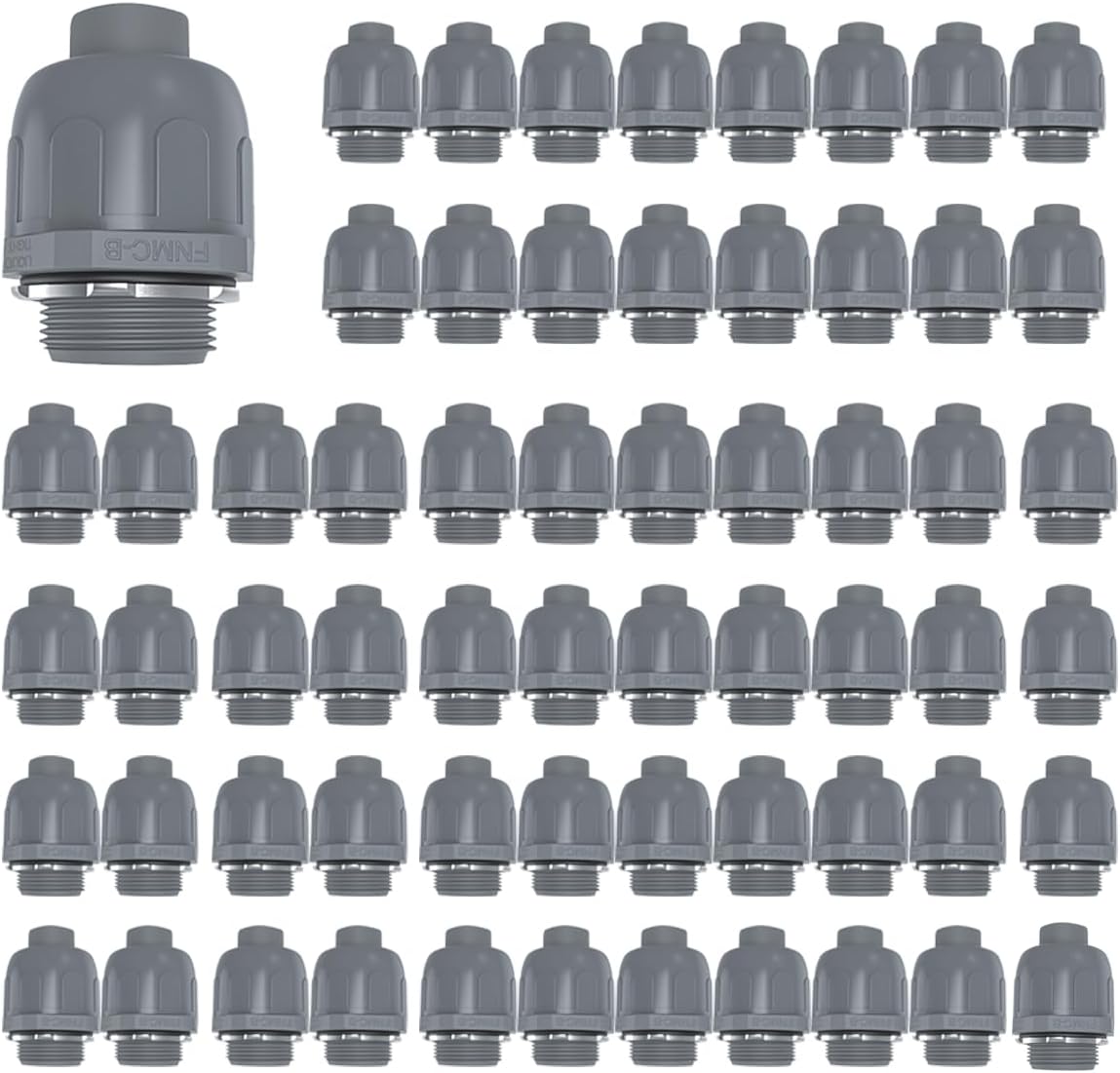 60 Pcs 1/2 Inch Liquid Tight Connector PVC Electrical Conduit Fittings Non-Metallic Connector 180 Degree Flexible Conduit Connector for Home Bathroom Kitchen Pipe, Gray