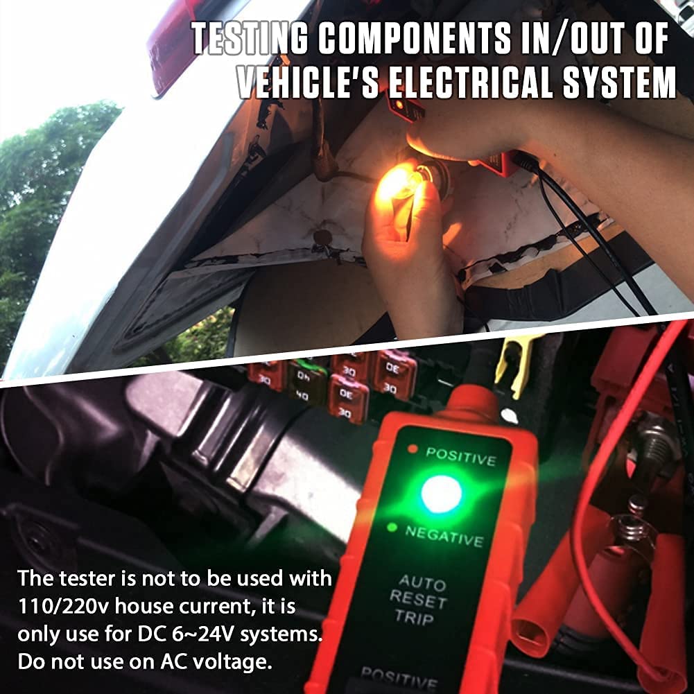 Power Circuit Probe Tester with Overload Protection and Component Activation, Polarity Identify Continuity Short Circuit Tester 6-24V with LED Test Light, Buzzer Warning,13FT Long Extension Cable - Image 2