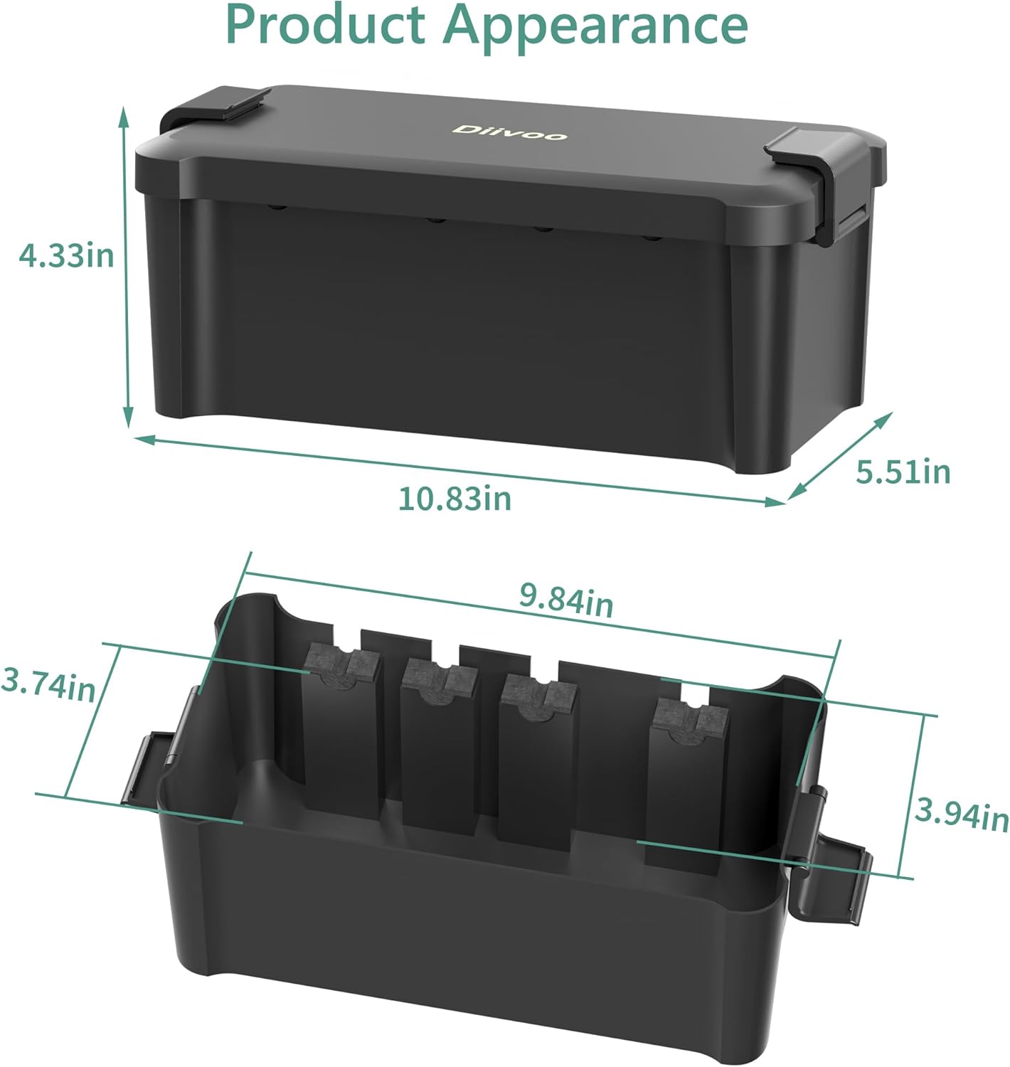 Diivoo Medium Outdoor Electrical Box Waterproof, Weatherproof Extension Cord Cover, Outdoor Plug Cover, Outdoor Extension Cord Box, Black - Image 5