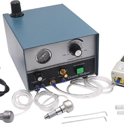 Double Head Pneumatic Jewelry Engraver Machine 110V 60Hz Pneumatic Hand Engraving Machines 100-4000 RPM Pneumatic Graver Handpiece Micro Engraer for Jewelry Crafts and Wrought Iron