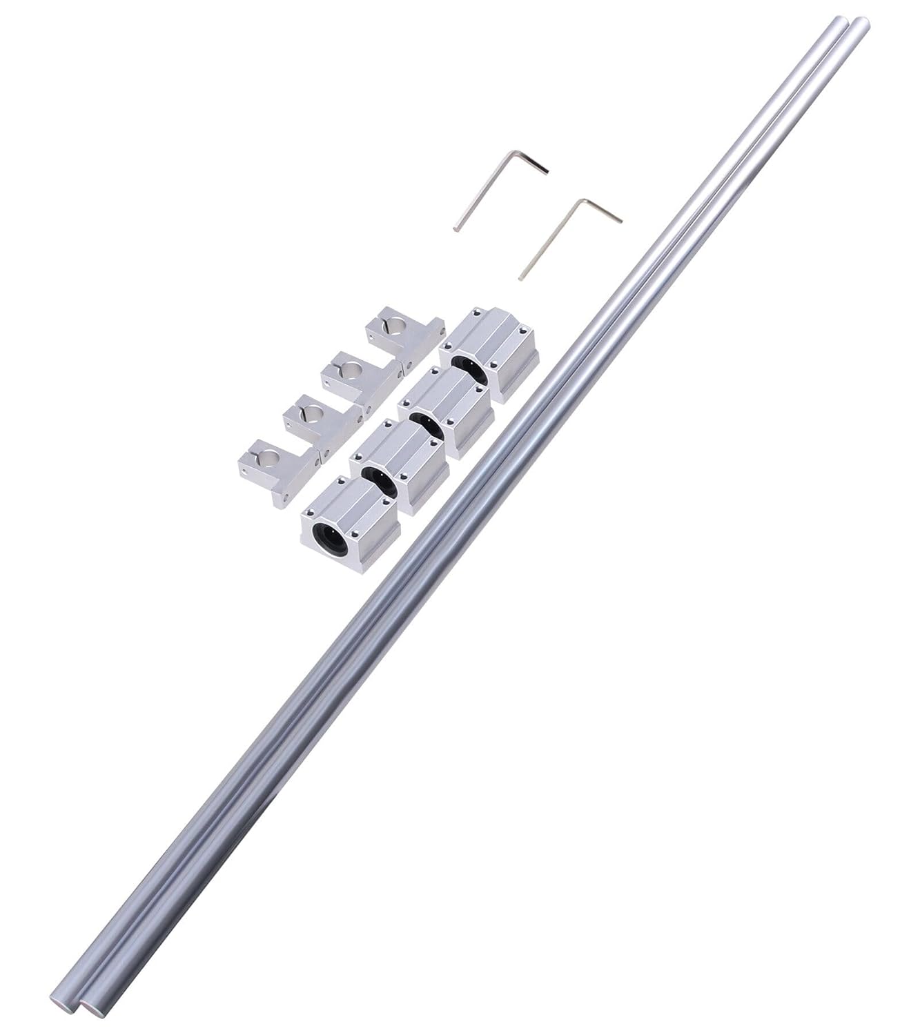 2PCS Linear Motion Rod Shaft Guide 20mm x 1500mm Linear Bearing Slide Set with 4PCS Block Bearings SCS20UU + 4PCS Aluminum Rail Support SK20 Linear Motion Set CNC Parts Kits for 3D Printer, DIY, CNC - Image 5