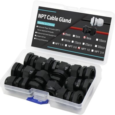 Cable Gland Electrical Conduit Fittings, NPT 1/2" Liquid Tight Connector 9PCS, Excellent Anti Pull Protection For Wires, Widely Used For Wire Splicing And Cable Fixation