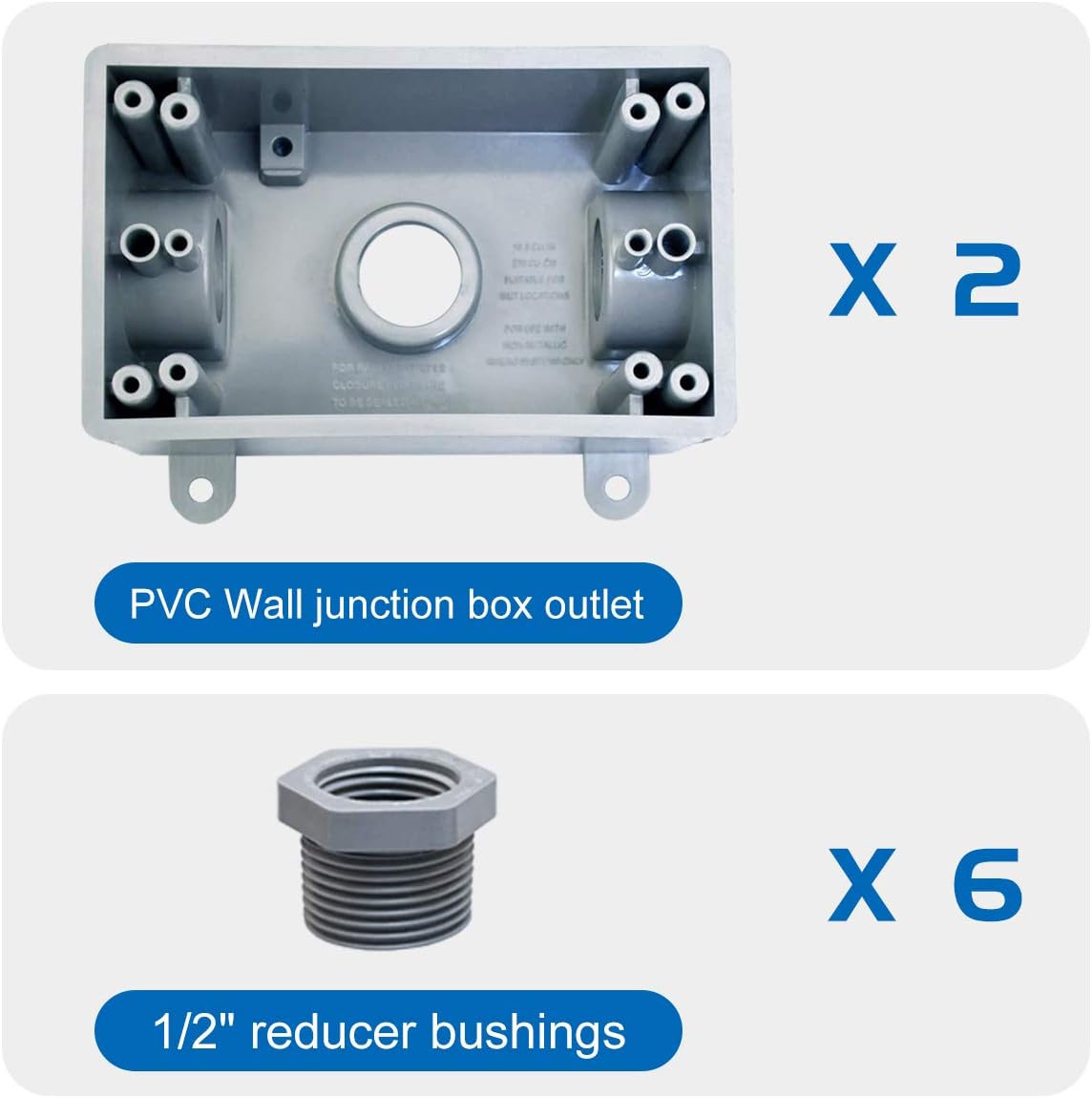 Single-Gang electrical box, Suitable 1/2-Inch or 3/4-Inch electrical conduit Weatherproof Outdoor Switch/Outlet Box, UL Listed,Plastic Junction Box Outlet(2PCS) - Image 5
