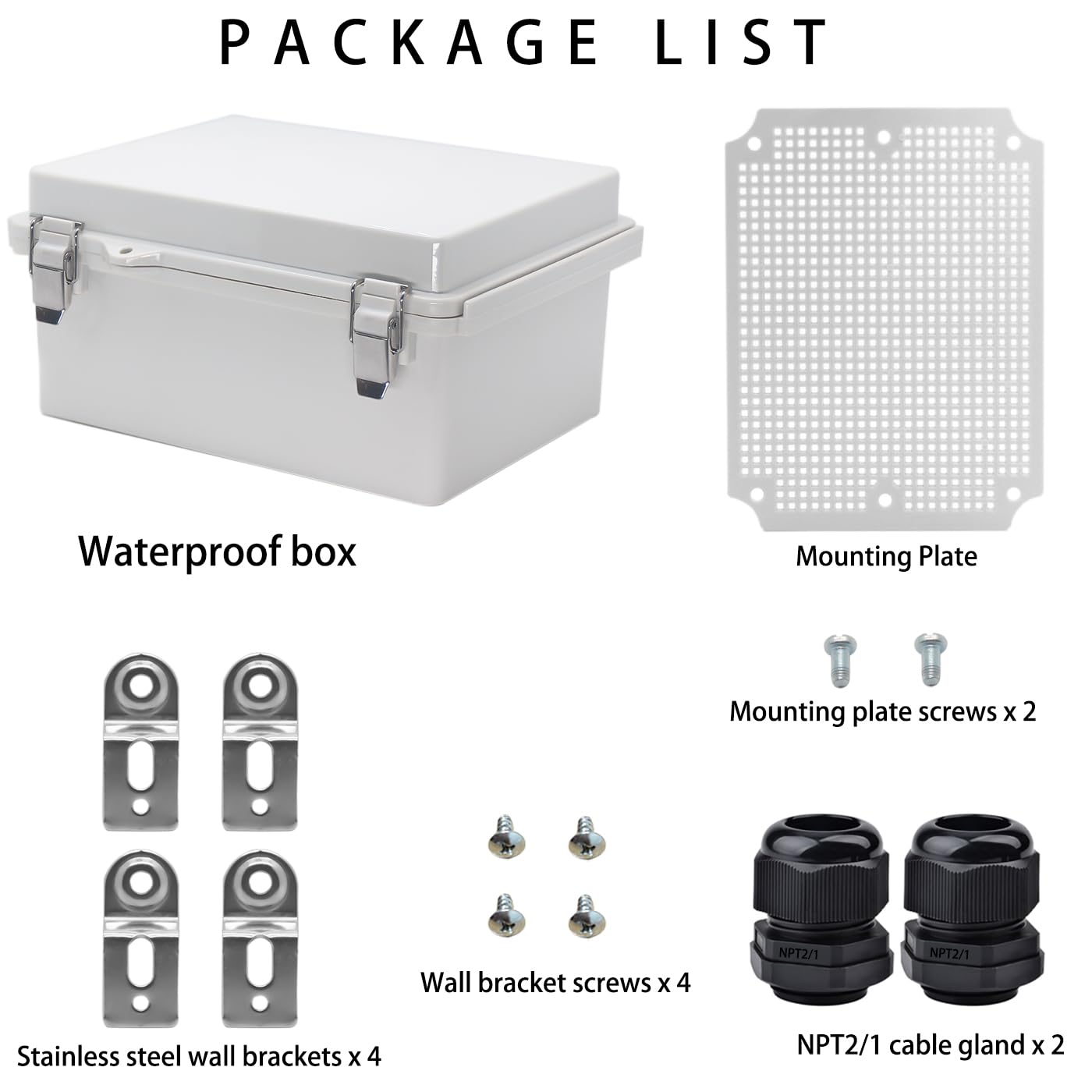Outdoor Waterproof Electrical Box Junction Box Weatherproof IP67 ABS Plastic Enclosure Switch Router Project Box Electronics DIY Enclosure With Mounting Plate Wall Bracket Grey 8.6"x6.6"x4.3" - Image 4