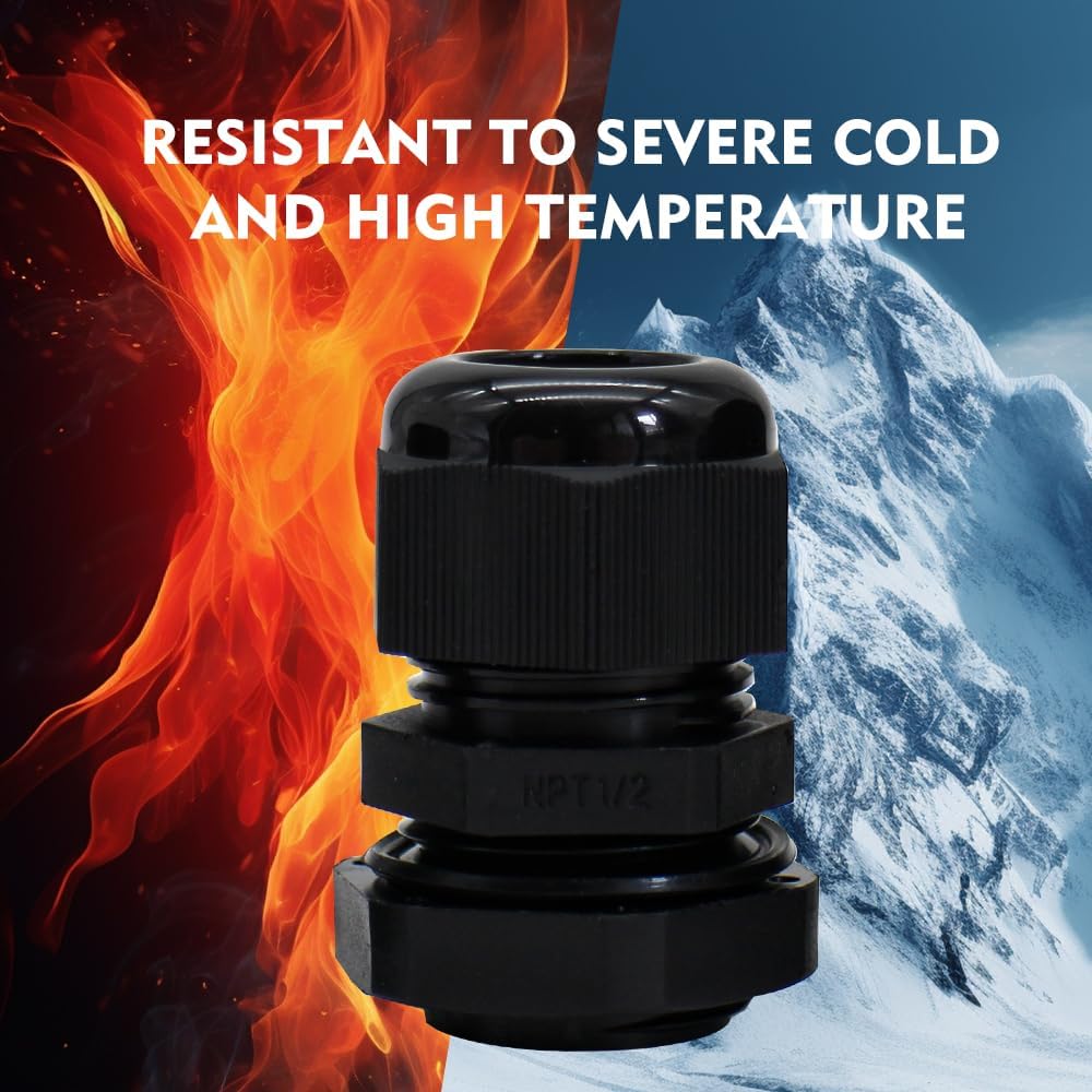 Cable Gland Electrical Conduit Fittings, NPT 1/2" Liquid Tight Connector 9PCS, Excellent Anti Pull Protection For Wires, Widely Used For Wire Splicing And Cable Fixation - Image 5