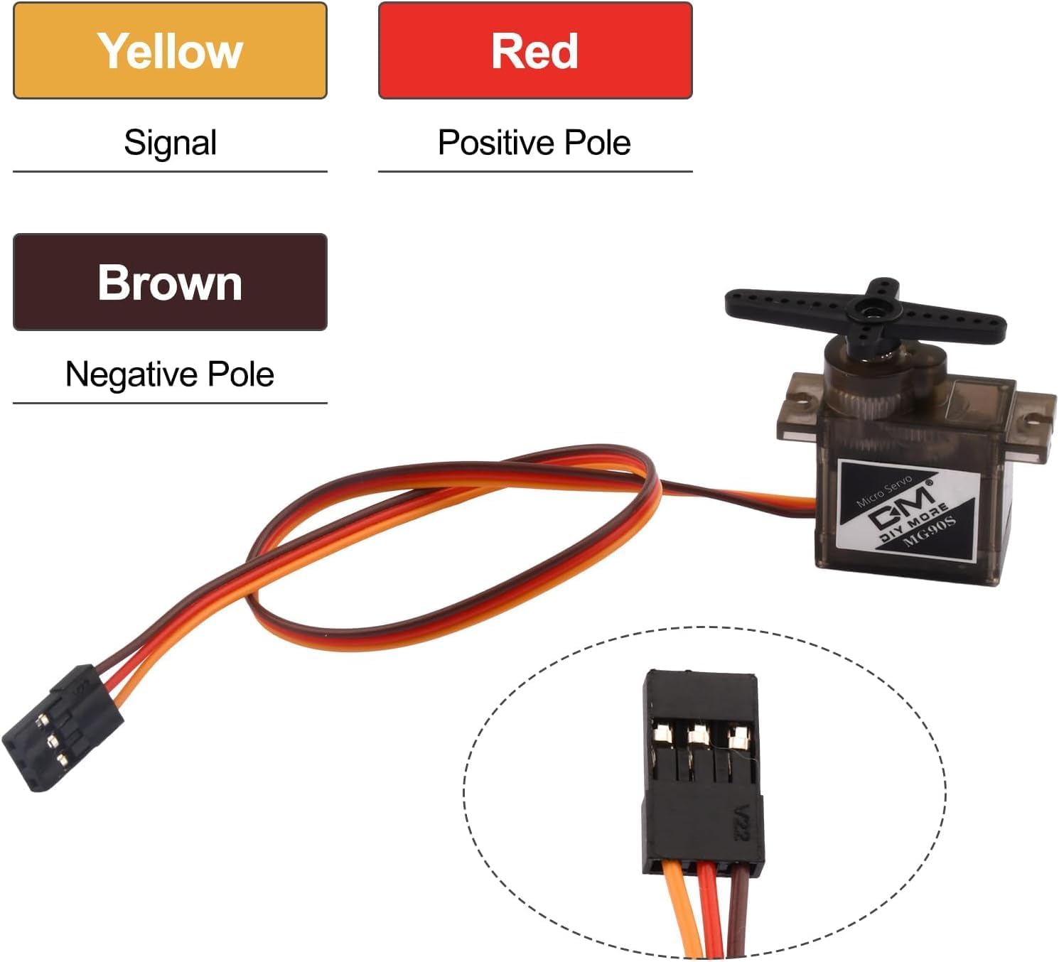 diymore 4pcs DM90S Servo Micro 180° 9 Gram Metal Gear Servo Digital Micro Servo Motor for 450 RC Helicopter Plane Boat Car (180 Rotating) - Image 7