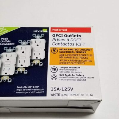 Leviton GFTR1-4W SmarTest Self-Test SmartlockPro Slim GFCI Tamper-Resistant Receptacle with LED Indicator, 15-Amp, 4-Pack, White