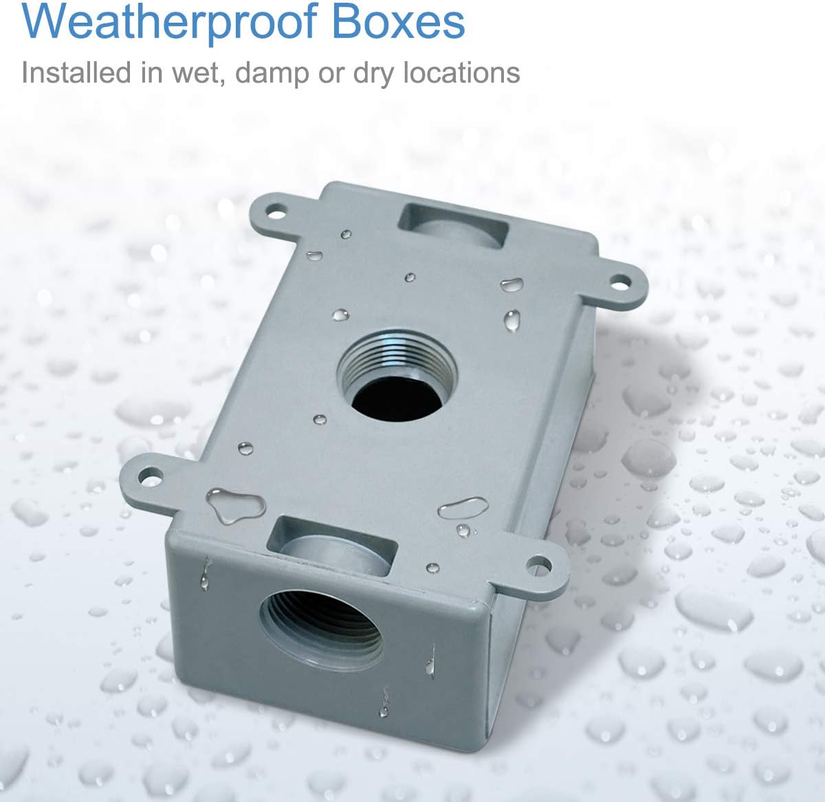 Single-Gang electrical box, Suitable 1/2-Inch or 3/4-Inch electrical conduit Weatherproof Outdoor Switch/Outlet Box, UL Listed,Plastic Junction Box Outlet(2PCS) - Image 3