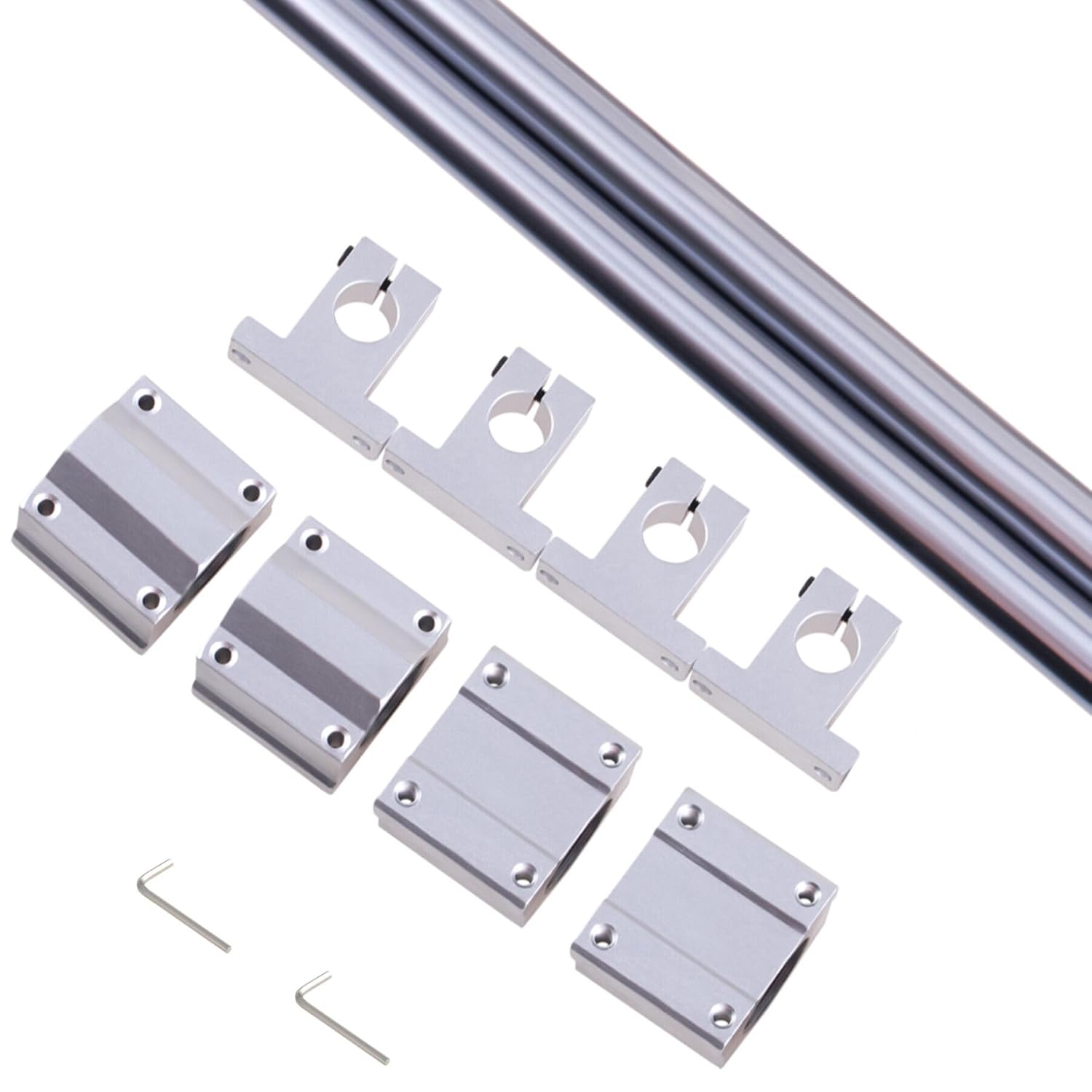 2PCS Linear Motion Rod Shaft Guide 20mm x 1500mm Linear Bearing Slide Set with 4PCS Block Bearings SCS20UU + 4PCS Aluminum Rail Support SK20 Linear Motion Set CNC Parts Kits for 3D Printer, DIY, CNC - Image 7