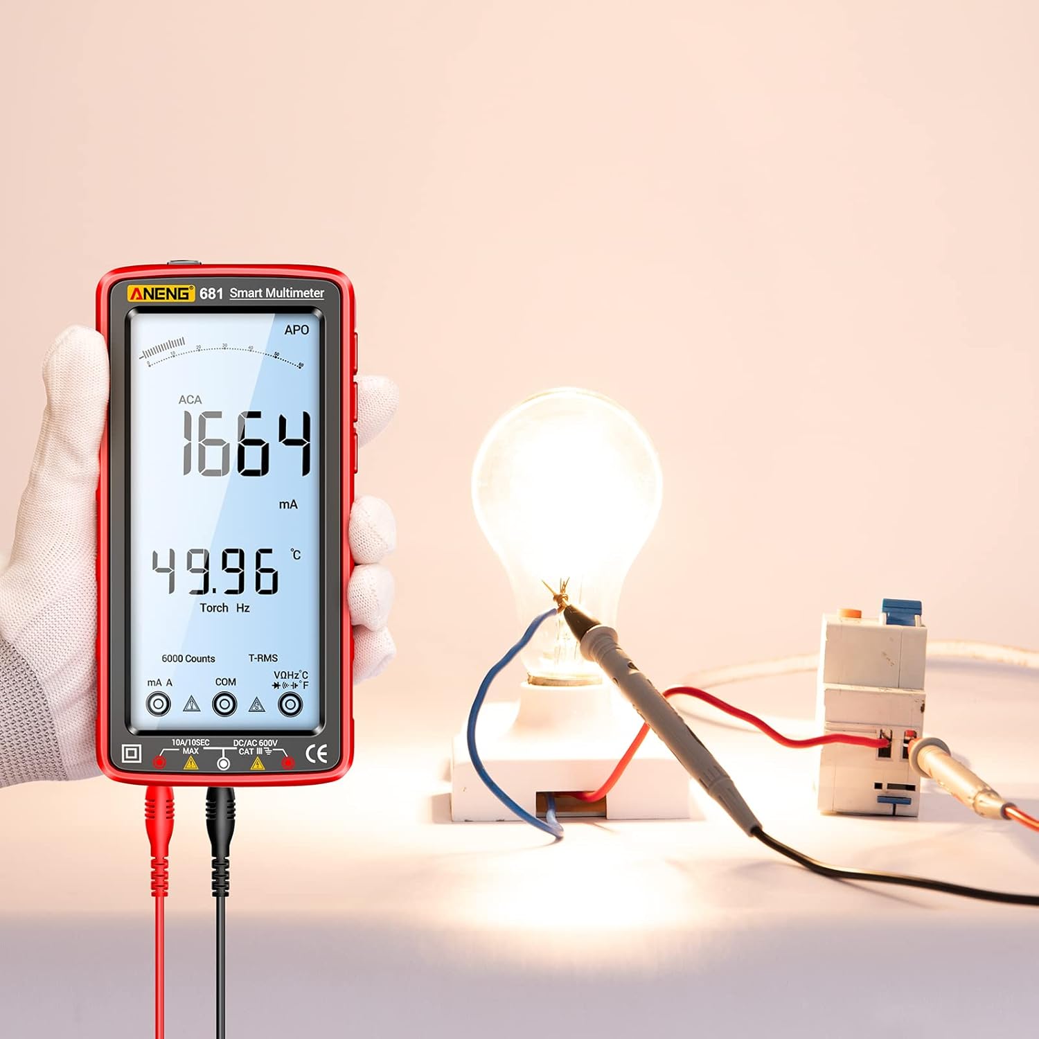 ANENG Digital Multimeter Tester Auto-Ranging TRMS 6000 Counts Voltmeter Smart Rechargeable Meter Measures AC/DC Current,NCV,Voltage,Ohm,Amp,Resistance,Diodes,Countinuity,Capacitance,Temperature - Image 6