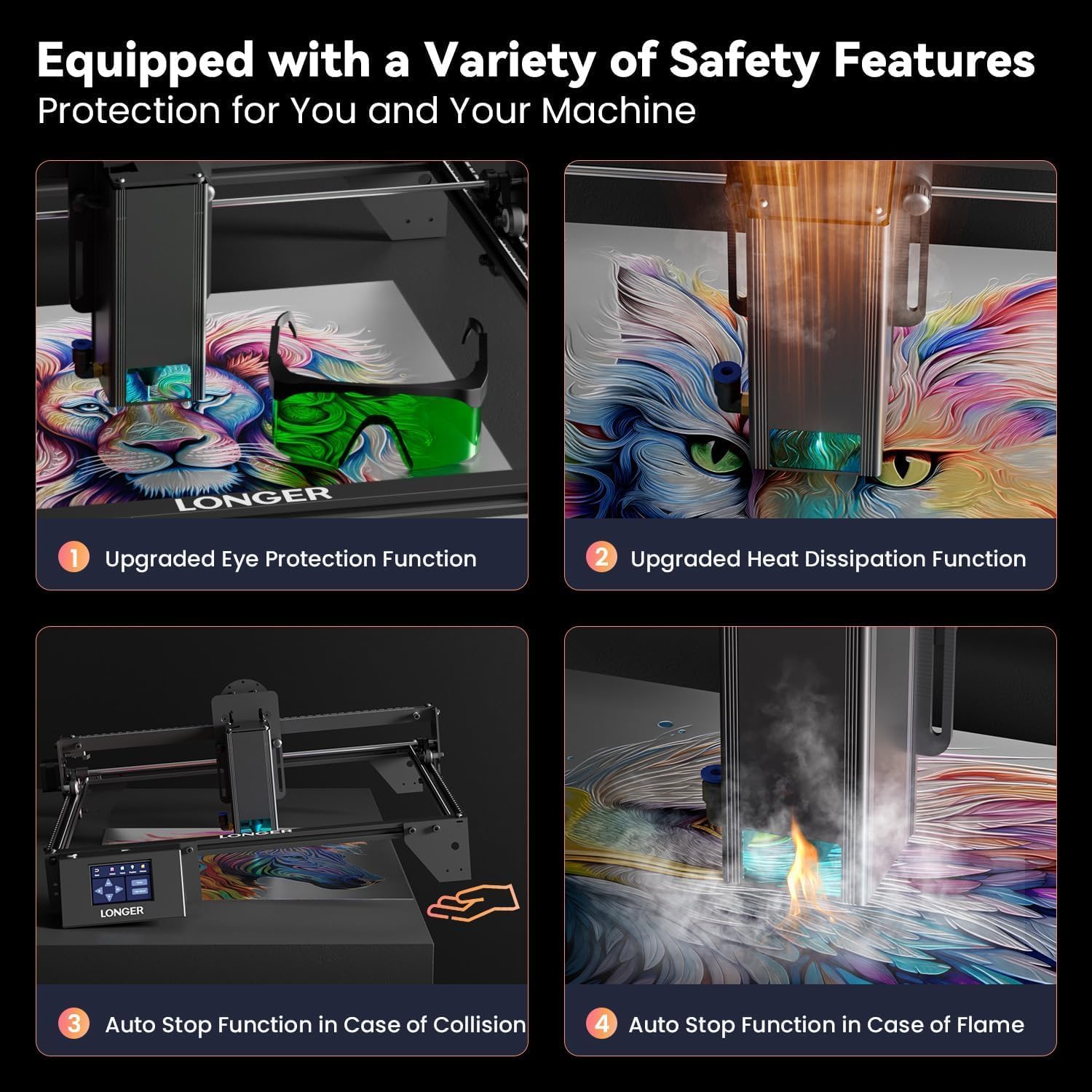 Longer RAY5 Laser Engraver, Laser Engraver 20W Output Power, 3.5” Color Touch Screen, App Offline Control, DIY Engraver Tool for Metal/Glass/Wood Engraving Area 15.75"x14.37" - Image 5