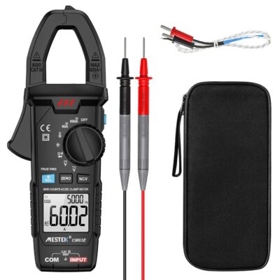 Digital Clamp Meter,MESTEK Clamp Multimeter Voltmeter Tester Amp Volt Meter, Auto-ranging NCV True RMS 6000 Counts, Measures AC DC Current Voltage Resistance Capacitance Temperature Diodes Continuity