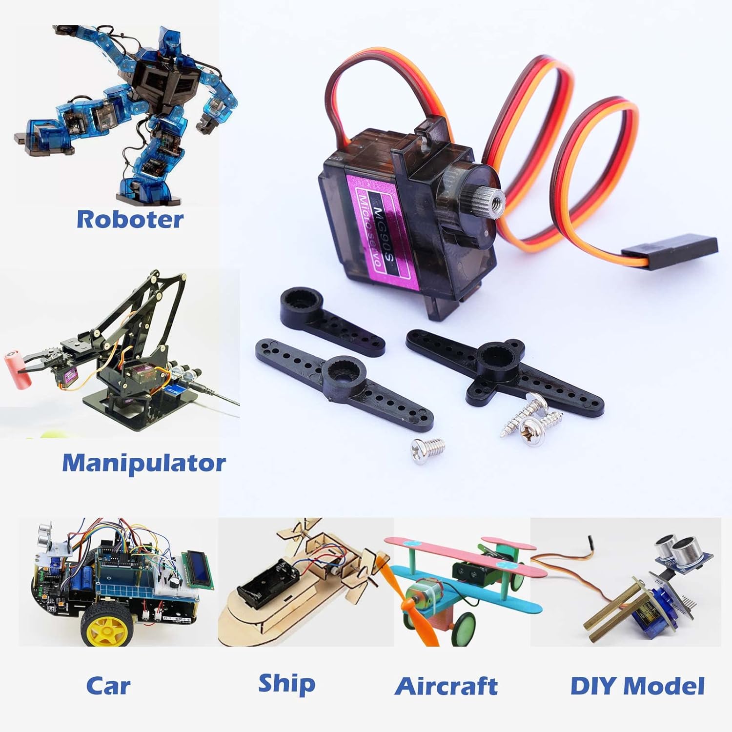 BETU MG90s Micro Servo, 2PCS 9G Servo Motor for Smart Robot/Project Car/Helicopter Airplane/Boat (Control Angle 180) - Image 5