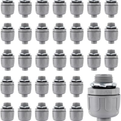 32 Pcs 1/2 Inch Liquid Tight Connector 1/2,PVC Flexible Electrical Conduit Fittings 180 Degree Non-Metallic Flex Seal Liquid Connector Fittings Kit for Home Outdoor Tubes Tools Supplies