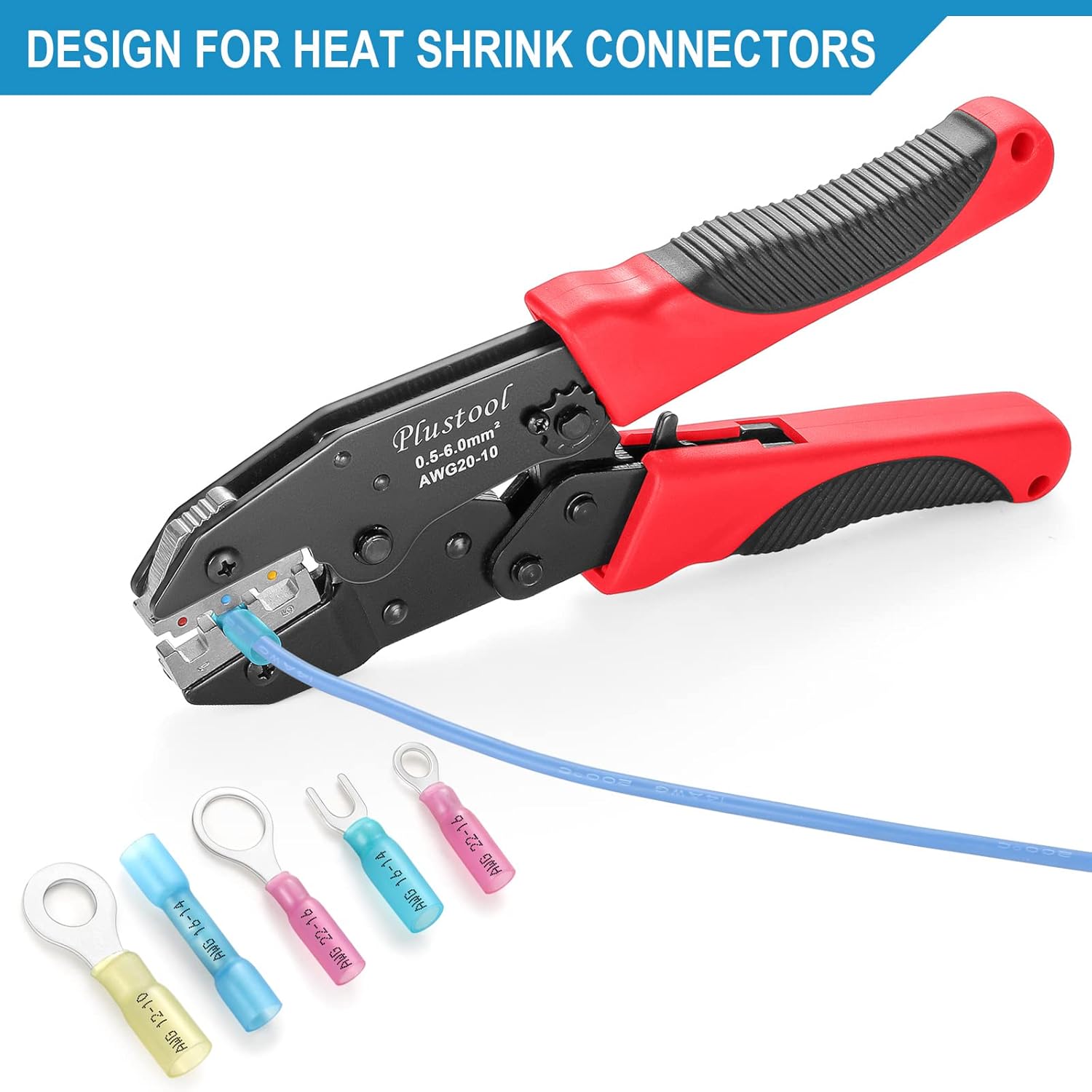 Crimping Tool for Heat Shrink Connectors AWG22-10, Ratcheting Wire Terminal Crimper - Crimping Pliers - Electrical Crimping Tool - Image 2