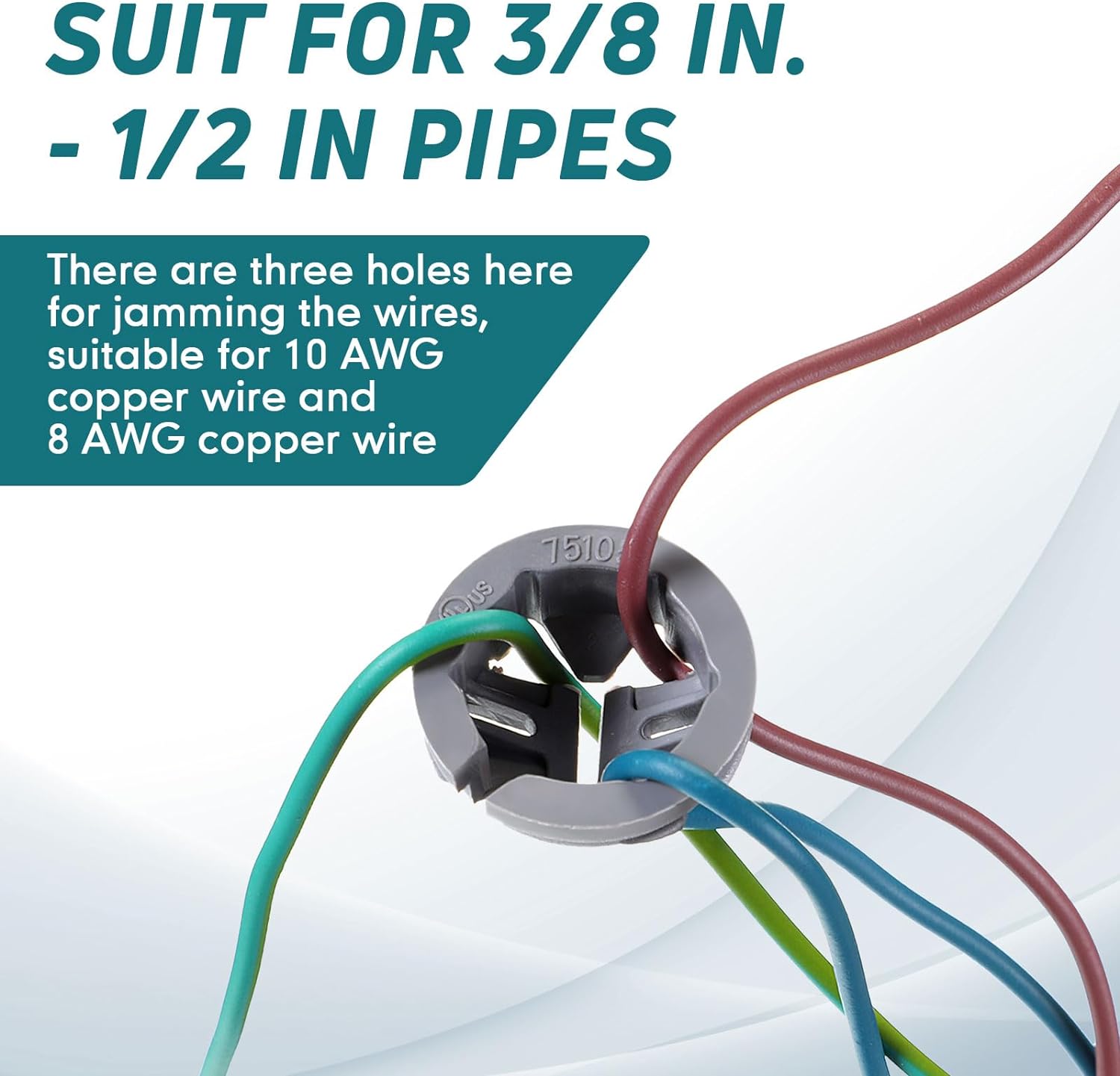 Sintuff 120 Pcs 3/8 In. - 1/2 In. Non Metallic Button Push-in Bulk Connector Gray NM Cable Connector Electrical Conduit Fittings Fits for 1/2 Inch Knockouts - Image 3