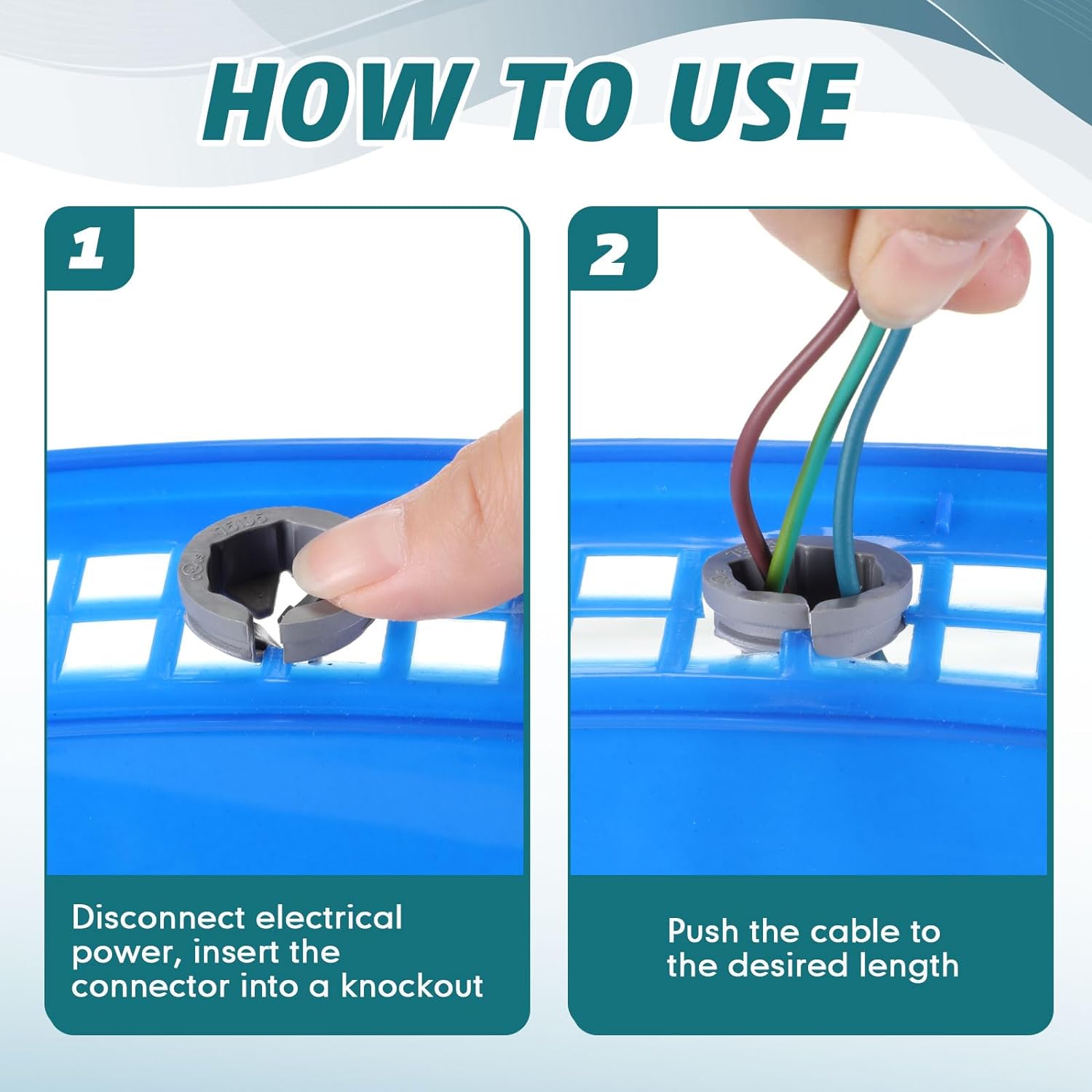 Sintuff 120 Pcs 3/8 In. - 1/2 In. Non Metallic Button Push-in Bulk Connector Gray NM Cable Connector Electrical Conduit Fittings Fits for 1/2 Inch Knockouts - Image 6