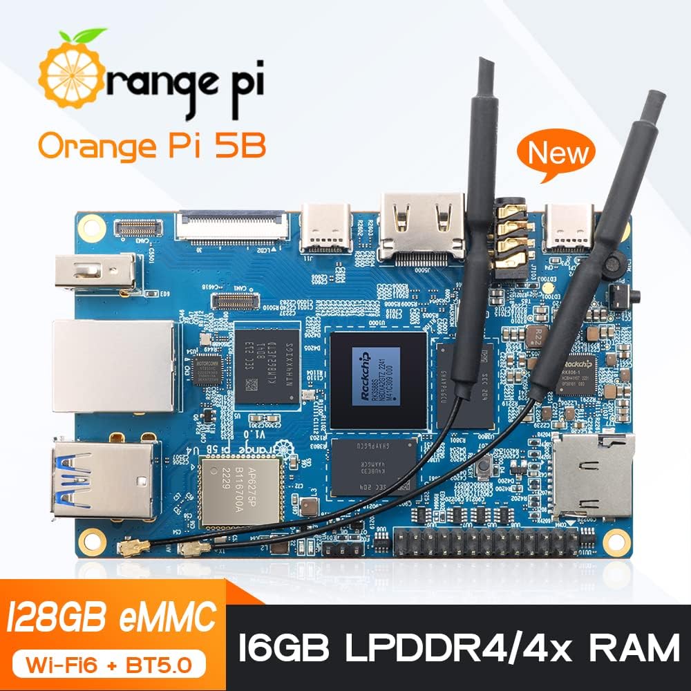 5B 16GB Rockchip RK3588S with 128GB eMMC 8 Core 64 Bit WiFi6,BT5.0 Single Board Computer, 2.4GHz Frequency Open Source Board Run Orange Pi OS,Android,Debian(Pi 5B 16G128G+5V4A TypeC Supply) - Image 7
