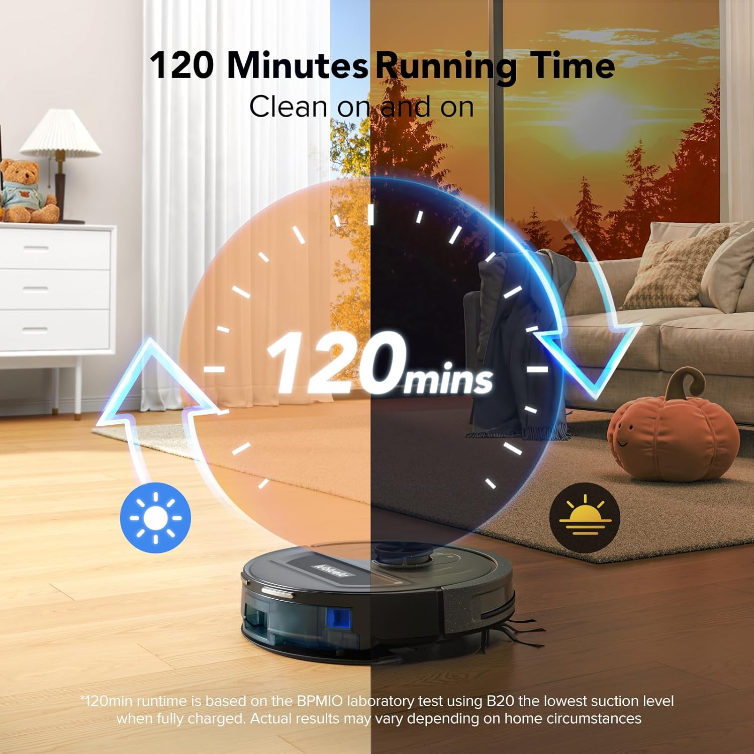 Robot Vacuum and Mop Combo 5500Pa Max Suction with LiDAR Navigation Smart Mapping, 120 Min Runtime Customized Cleaning Schedule, Works with Alexa/WiFi/App, Great for Pet Hair, Carpet, Hard Floor - Image 9
